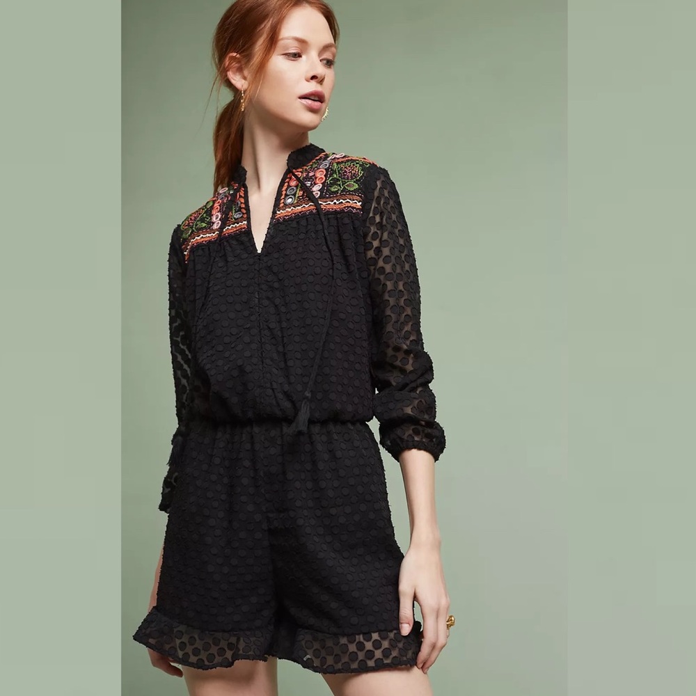 ANTHROPOLOGIE Evensong Embroidered Romper
by Harlyn